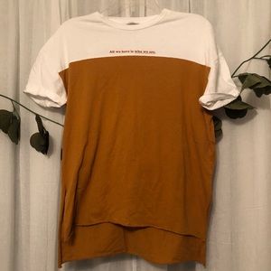 ZARA NWOT Color Block Slogan Tee